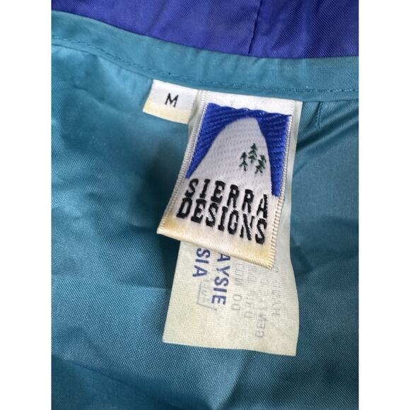 Vintage Sierra Designs Anorak Jacket M Teal Purple 90s Pullover Hooded - Picture 2 of 14